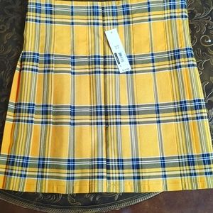 Juniors No Boundaries Yellow Pleated Plaid Mini Skirt
